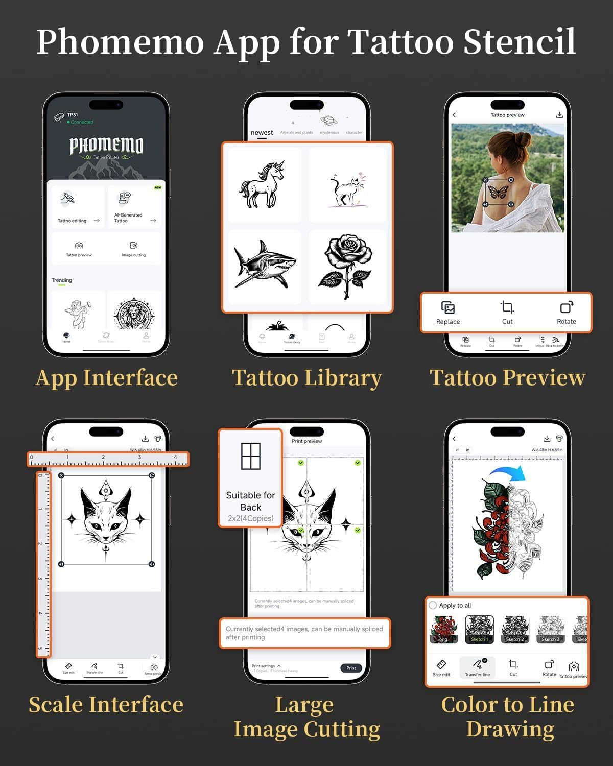 Audersigt PHOMEMO TP31 Tattoo Stencil Pocket Tattoo Printer Machine Bluetooth Wireless Printer