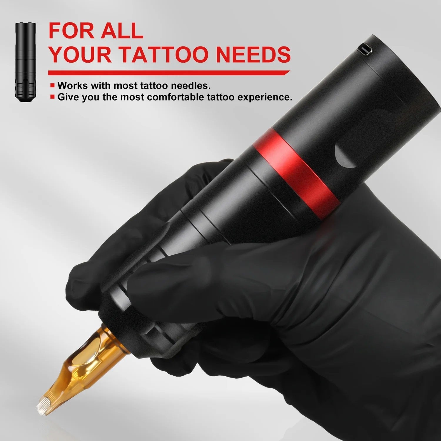 Audersigt Wireless Tattoo Machine Rotary Tattoo Cartridge Pen with 1500mAh Two Battery Power Supply