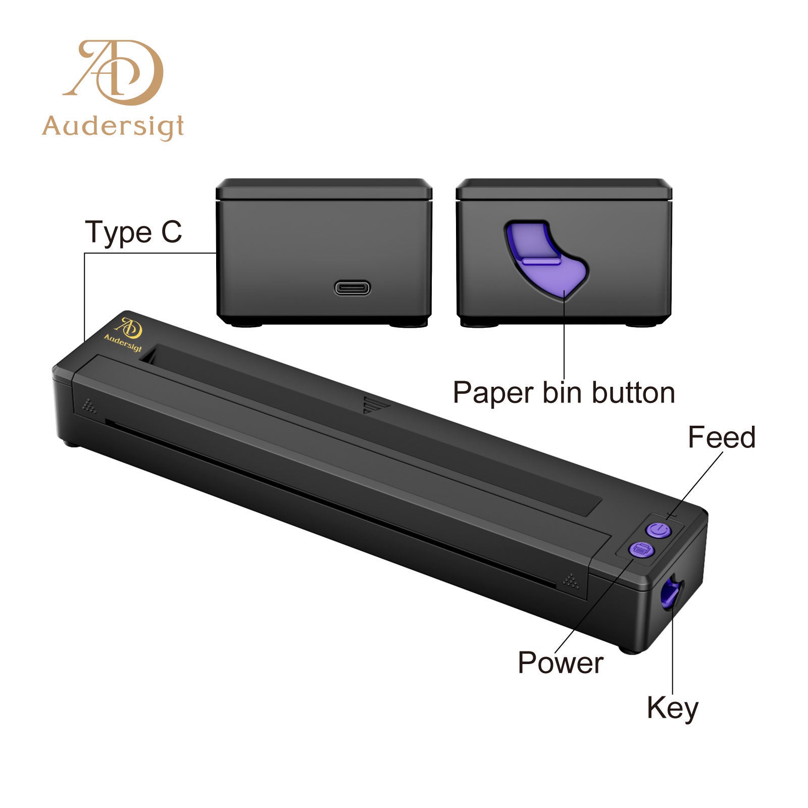 Audersigt P19 Tattoo Printer Thermal Pattern Machine Printable Shaded Image Bluetooth Wireless Printer with 2500mAh Rechargeable Battery