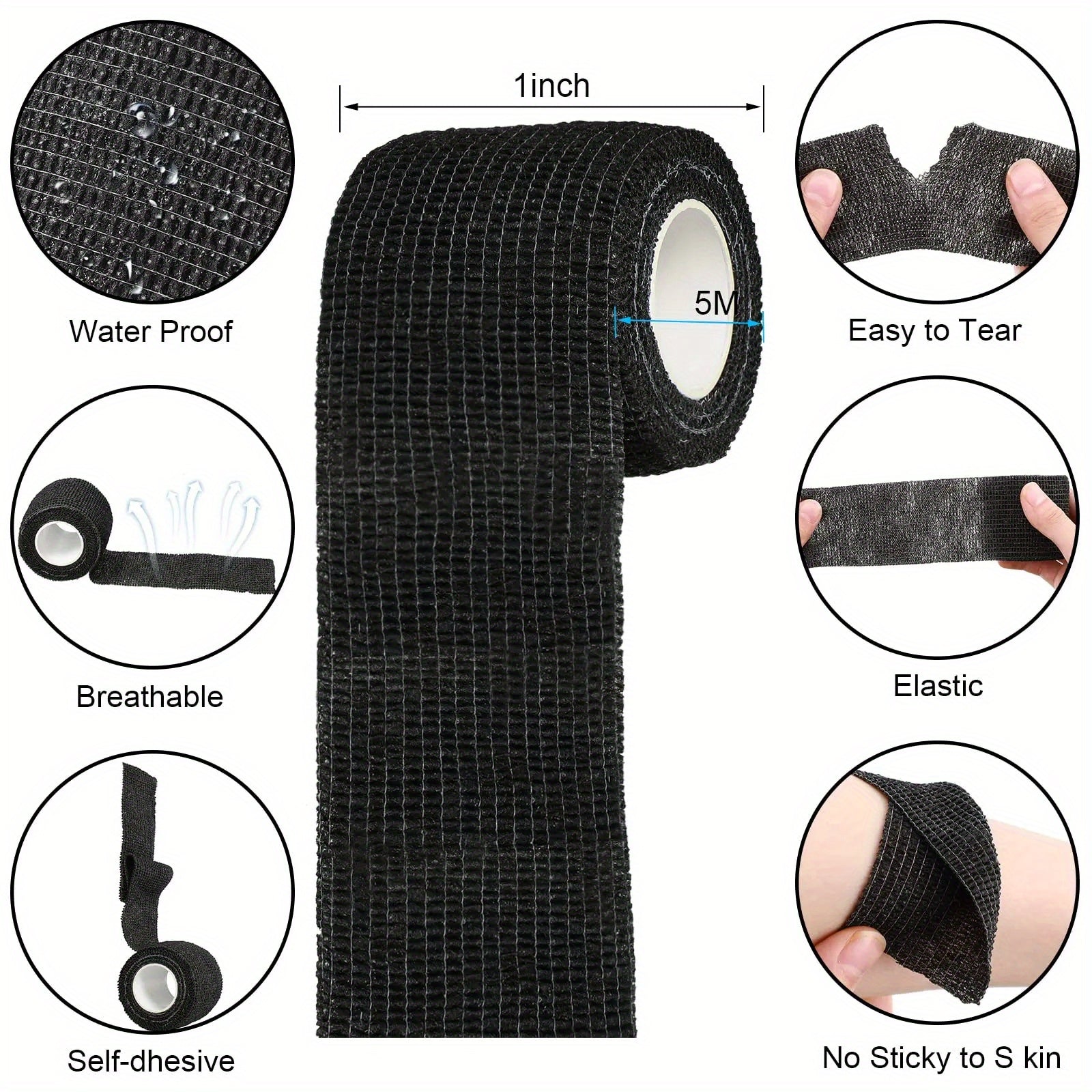 Audersigt 6PCS Tattoo Grip Bandage Sports Elastic Wraps Tapes Nonwoven Waterproof