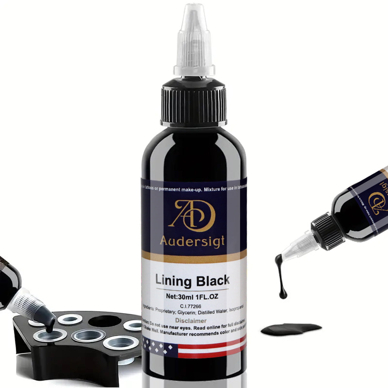 Audersigt 1.01 OZ Black Permanent Tattoo Ink, Professional Tattoo Pigm, image size:1300x1300