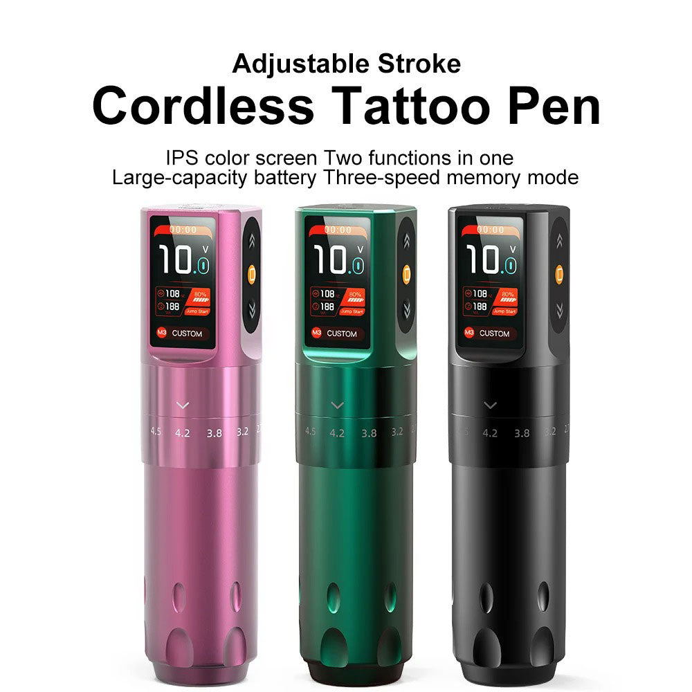 Audersigt Wireless Adjustable Stroke Tattoo Gun Machine Battery 2000mAh Tattoo Pen Machine
