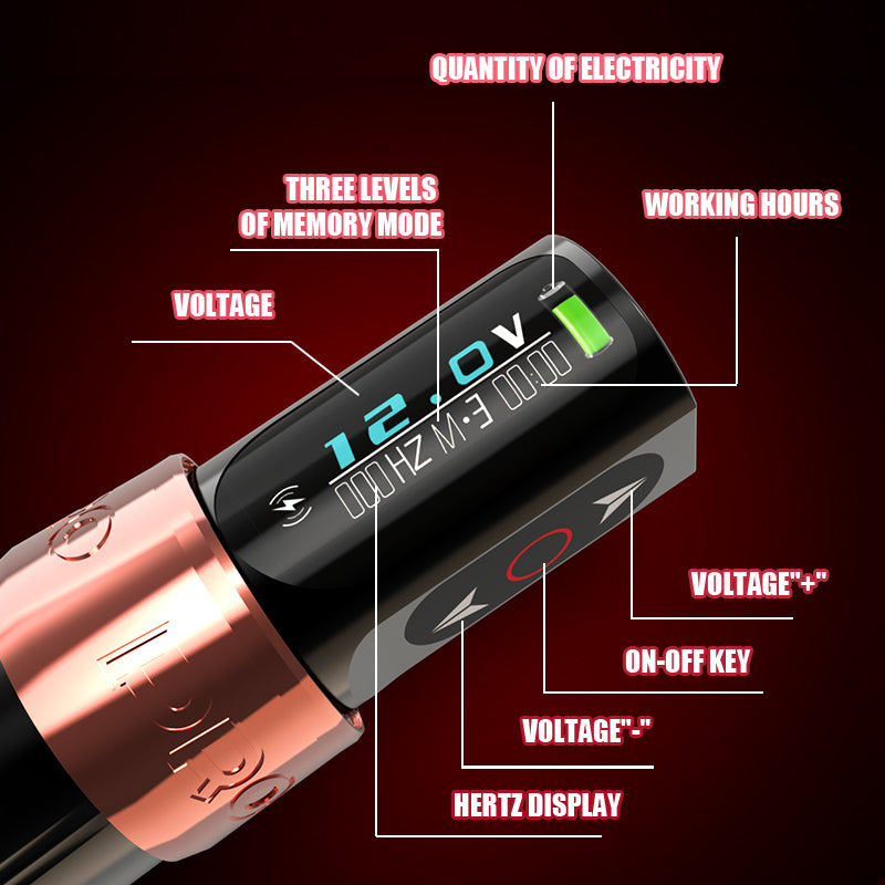 Audersigt MAX PRO Wireless Tattoo Pen Machine with Two 2000mAh Lithium Batteries Powerful Brushless Motor for Tattoo Artist Body