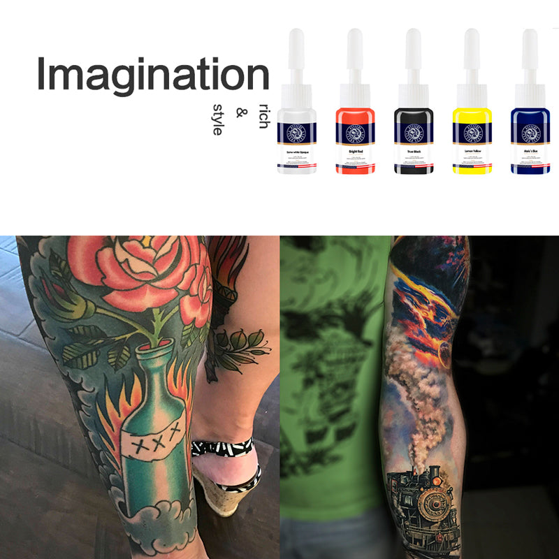 Audersigt Complete Wireless Tattoo Kit Short Tattoo Gun with 20pcs Tattoo Cartridge Needles 5 Colors Ink for Beginners and Tattoo Artists