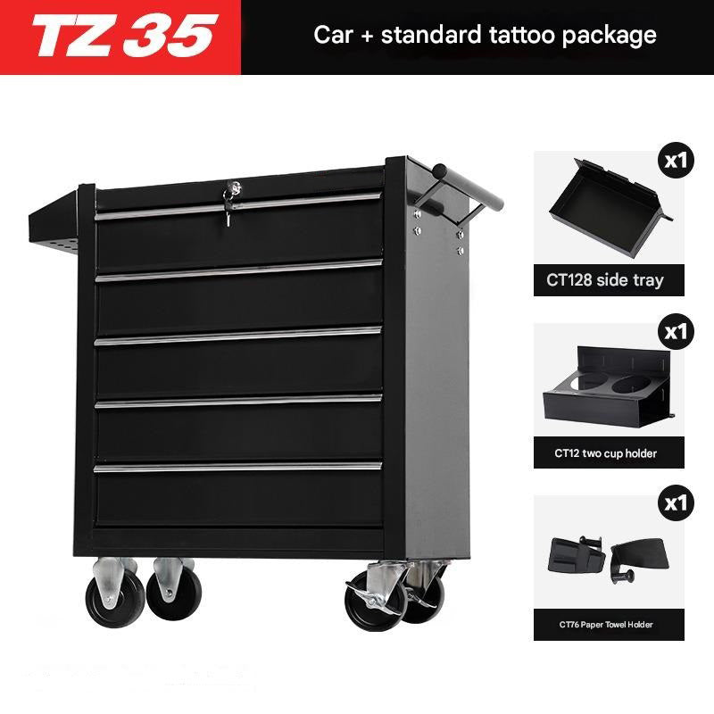 Audersigt Tattoo Tool Cart Drawer Rolling Tool Chest w Drawers LockTool Organizer Box for Tattoo Shop