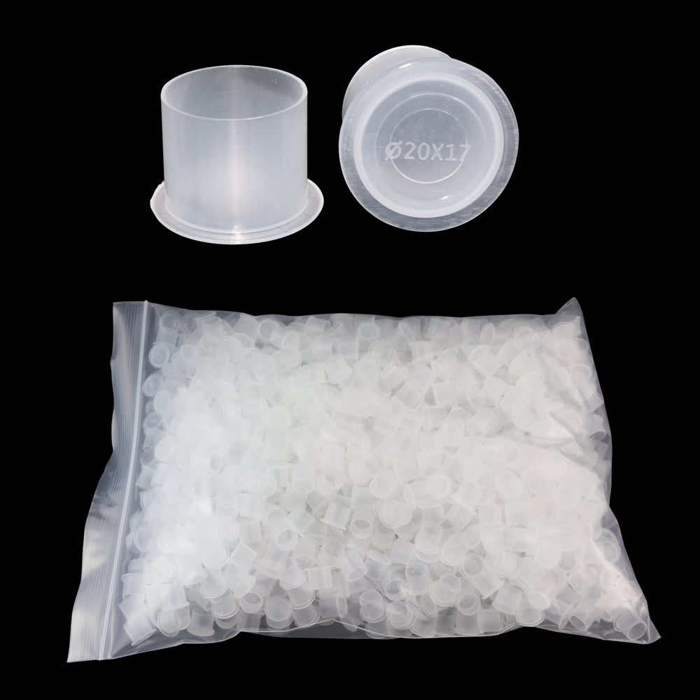 Tattoo Ink Caps Cups - White Plastic Disposable Tattoo Ink Cups With Base