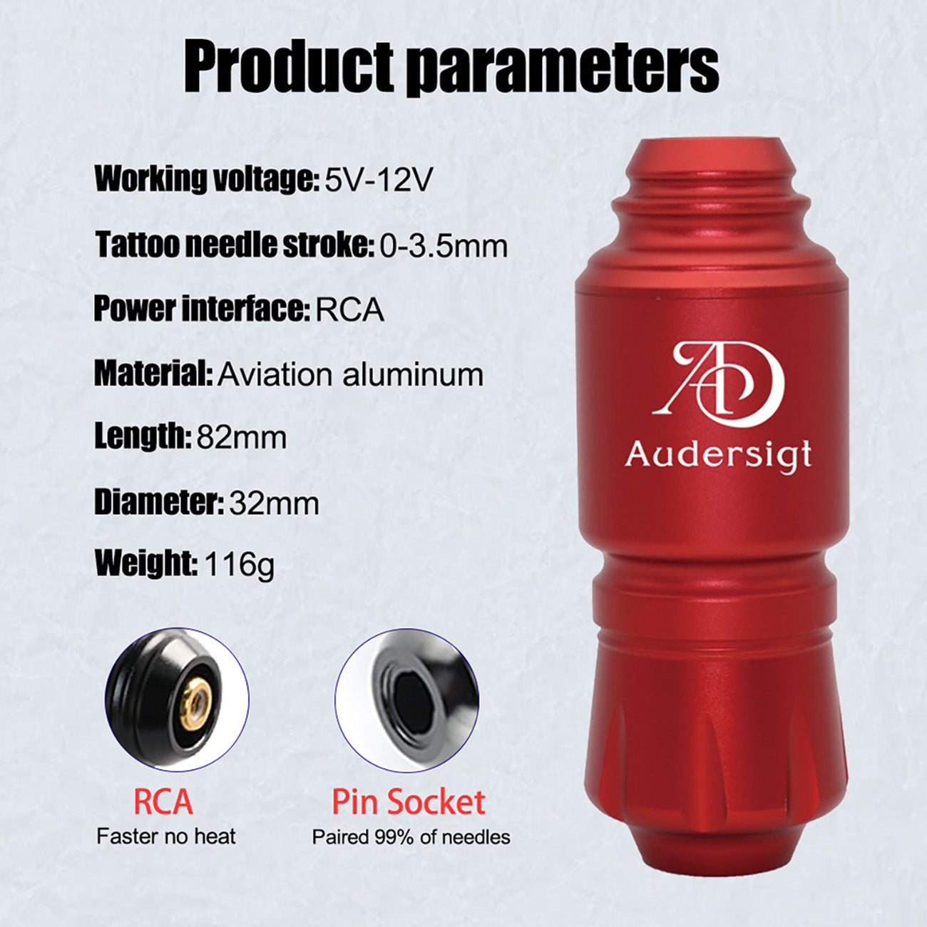 Audersigt Mini Wireless Tattoo Power Supply Tattoo Kit RCA Connect with 1350mAh Battery
