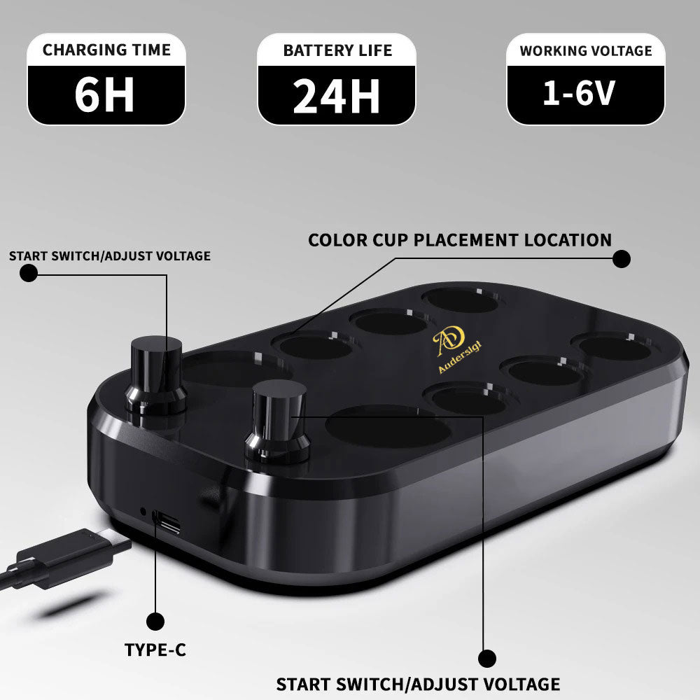 Audersigt®️ TATTOO INK CUP MIXER 8 SITES ALUMINUM ALLOY FRAME