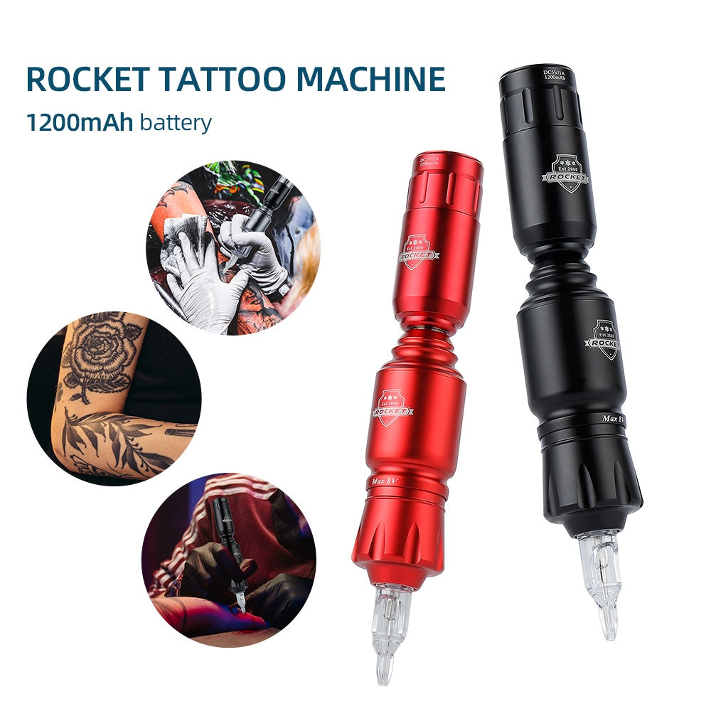 Audersigt Rocket Pen Rotary Gun Motor Machine with 1200mAh RCA Connect Rechargeable Battery Tattoo Kit