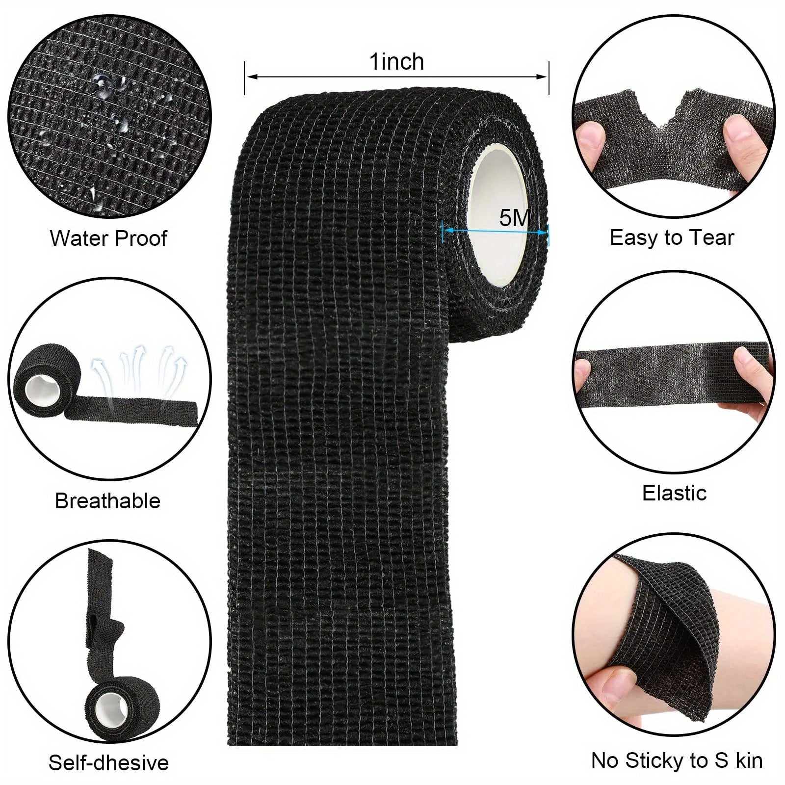 Audersigt 6PCS Tattoo Grip Bandage Sports Elastic Wraps Tapes Nonwoven Waterproof Self Adhesive Finger Protection