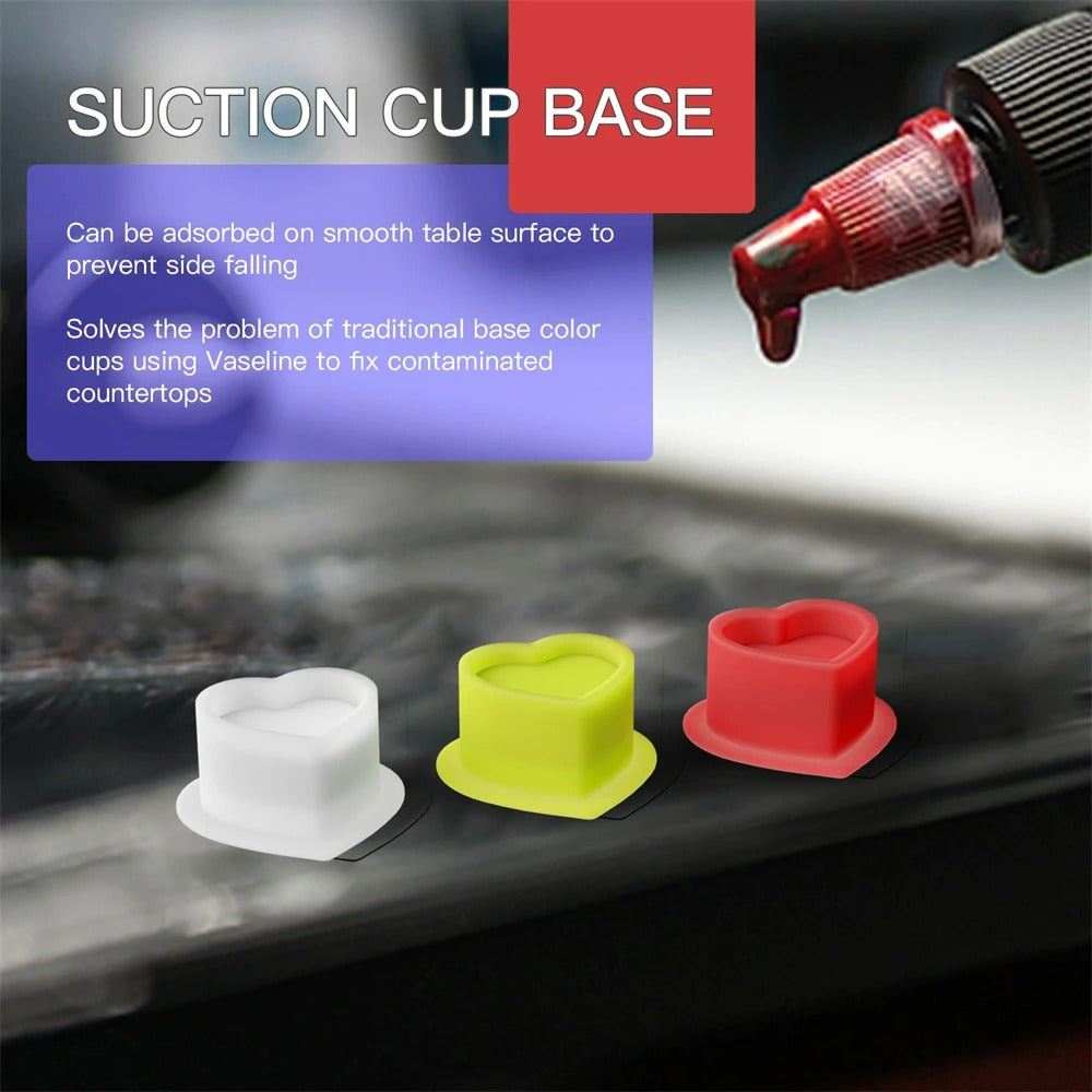 Audersigt 100Pcs Disposable Tattoo Silicone Heart Ink Cup very soft no harm for your machine and your needles