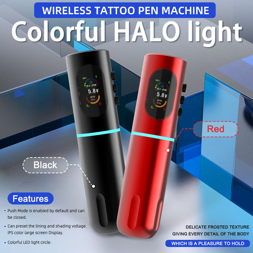 Audersigt New Wireless Tattoo Machine Colorful HALO light Tattoo Gun Tattoo Cartridges Pen