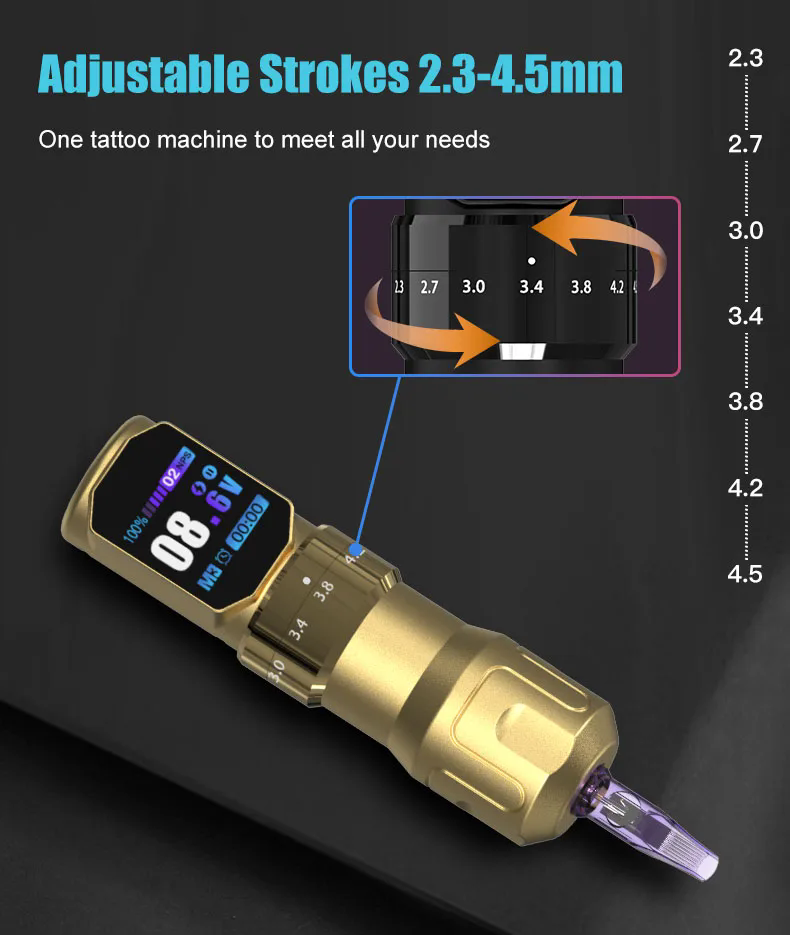 Audersigt Adjustable Stroke Wireless Tattoo Pen Machine for beginners Single Battery
