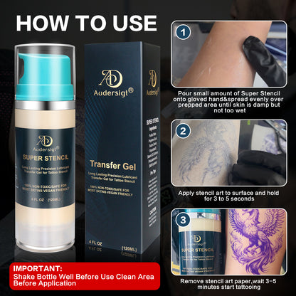 Audersigt® Premium Professional Cream Tattoo Stencil Transfer Gel 120ML(4OZ)