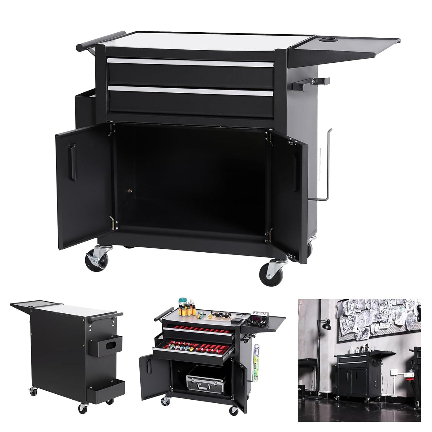 TZ12W Tattoo Tool Cart Drawer Rolling Tool Chest with Drawers Tool for Tattoo Studio