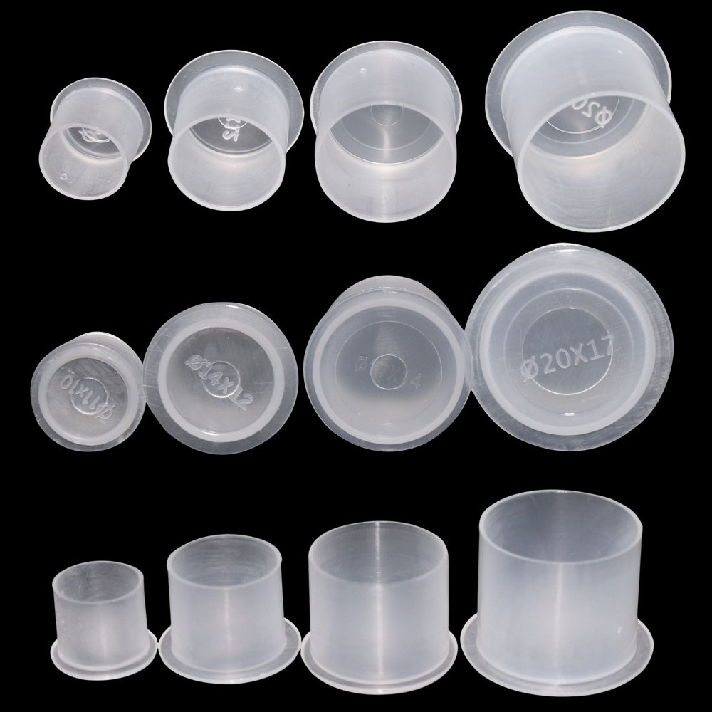 Tattoo Ink Caps Cups - White Plastic Disposable Tattoo Ink Cups With Base