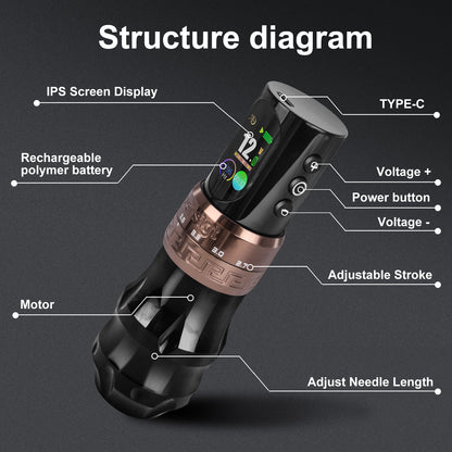 2025 Audersigt® D2 Pro Adjustable Stroke Wireless Tattoo Pen Machine