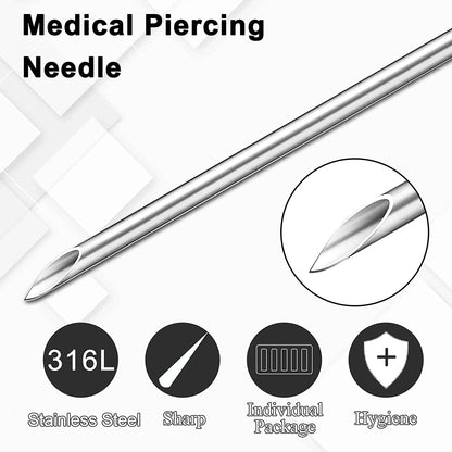 Audersigt 100PCS Disposable Sterile Body Piercing Needles Stainless Steel for Ear Nose Belly Tongue Eyebrow Piercer Tools