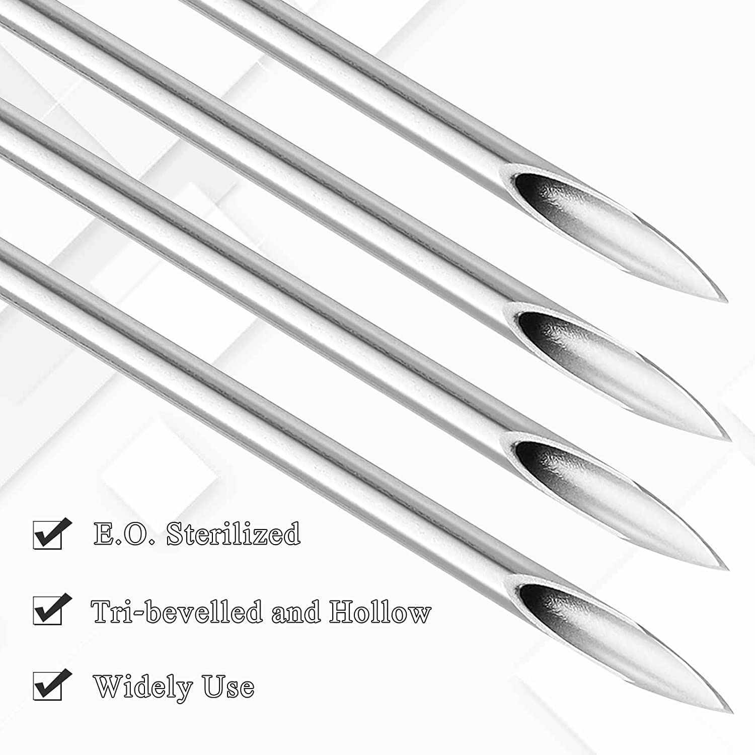 Audersigt 100PCS Disposable Sterile Body Piercing Needles Stainless Steel for Ear Nose Belly Tongue Eyebrow Piercer Tools