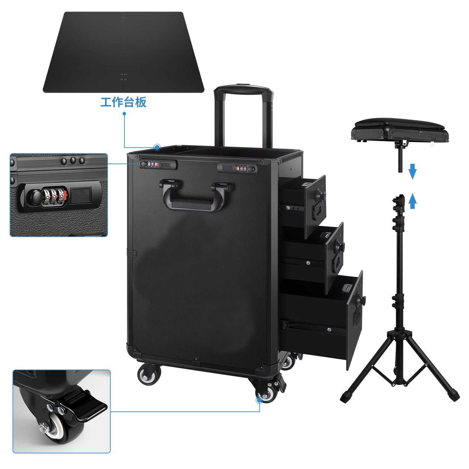 Audersigt Multifunctional Tattoo Suitcase Tattoo Trolley Case