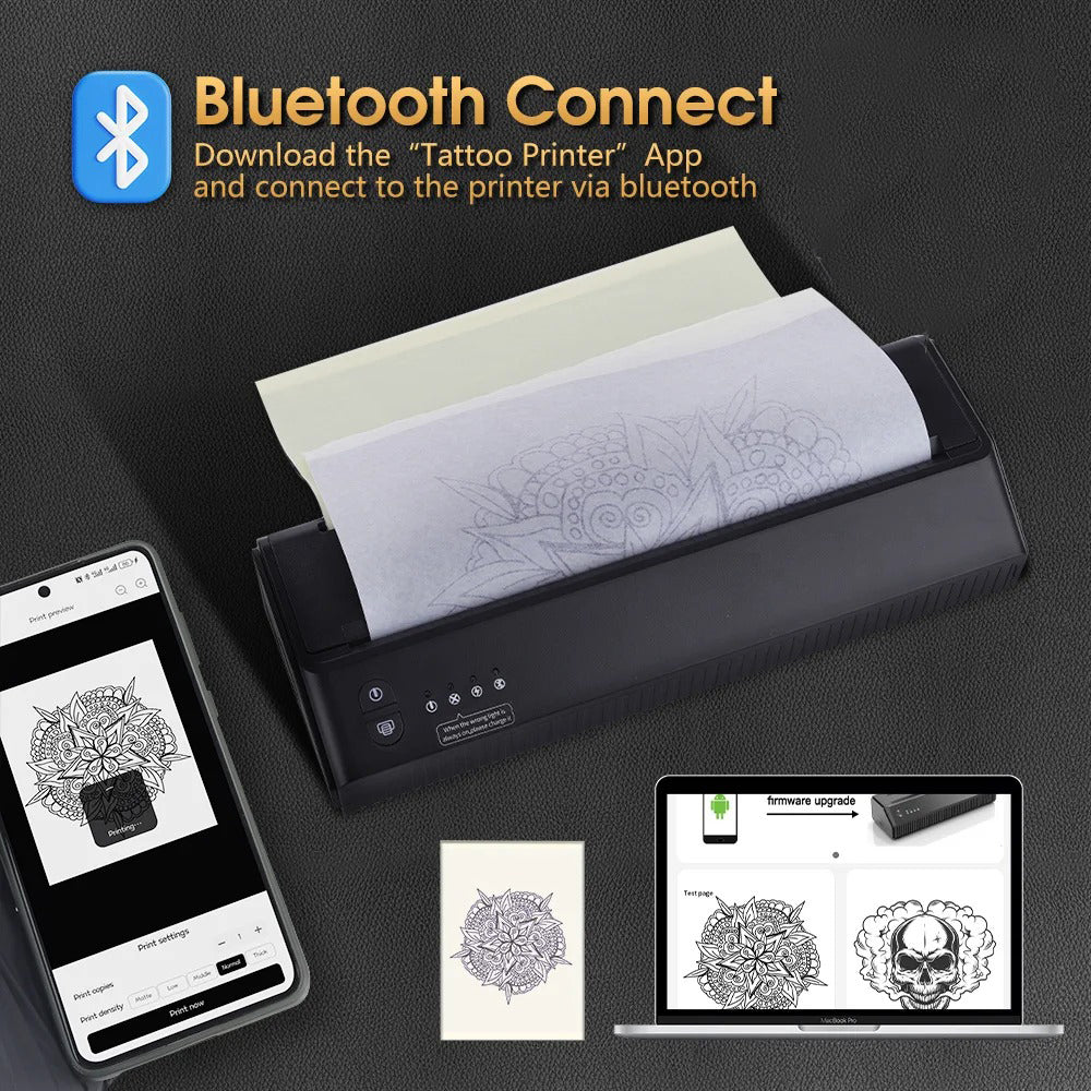 Audersigt Mini Portable Wireless Tattoo Printer Thermal Transfer Printer A4 Paper Printer Compatible with Android Ios Bluetooth USB Mobile