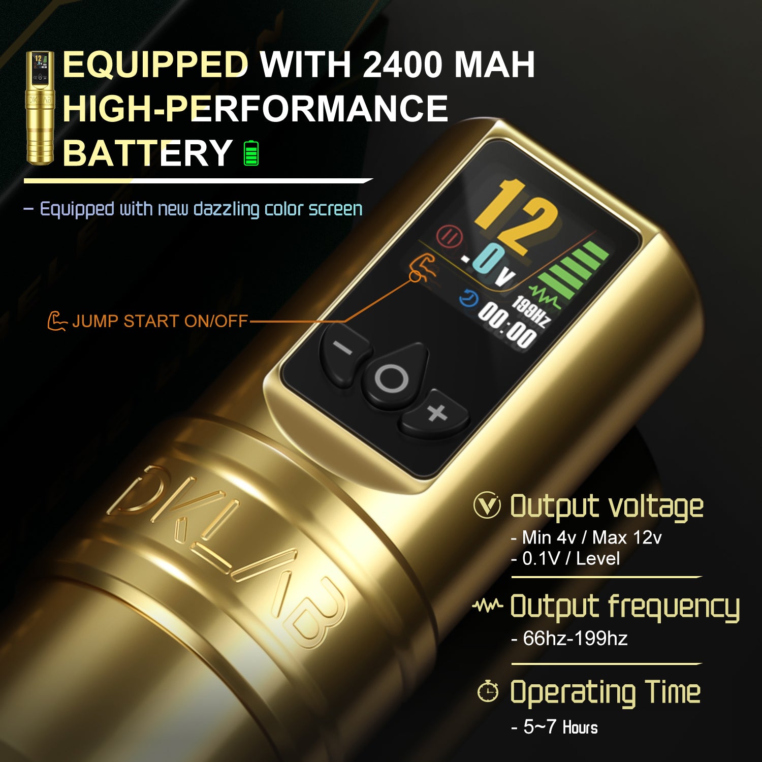 2024 DKLAB DK-W1 Pro 2400mAh Adjustable Wireless Tattoo Pen Machine