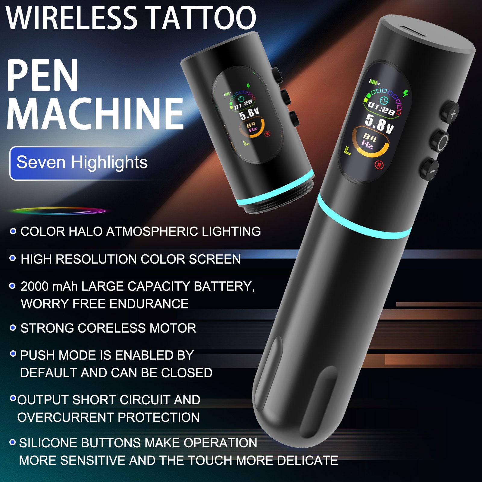 Audersigt New Wireless Tattoo Machine 2000mAh Stroke 4.0mm Rotary Tattoo Cartridge Pen with Two Battery Power Supply