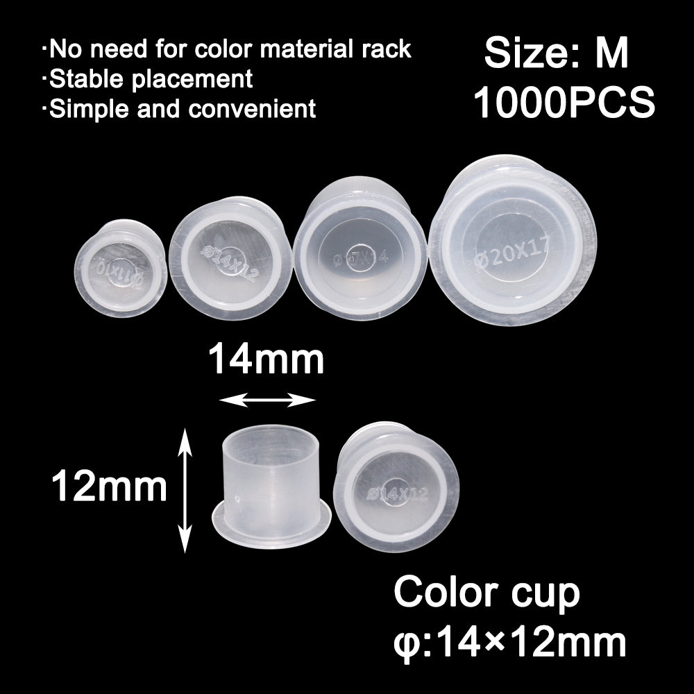 Tattoo Ink Caps Cups - White Plastic Disposable Tattoo Ink Cups With Base