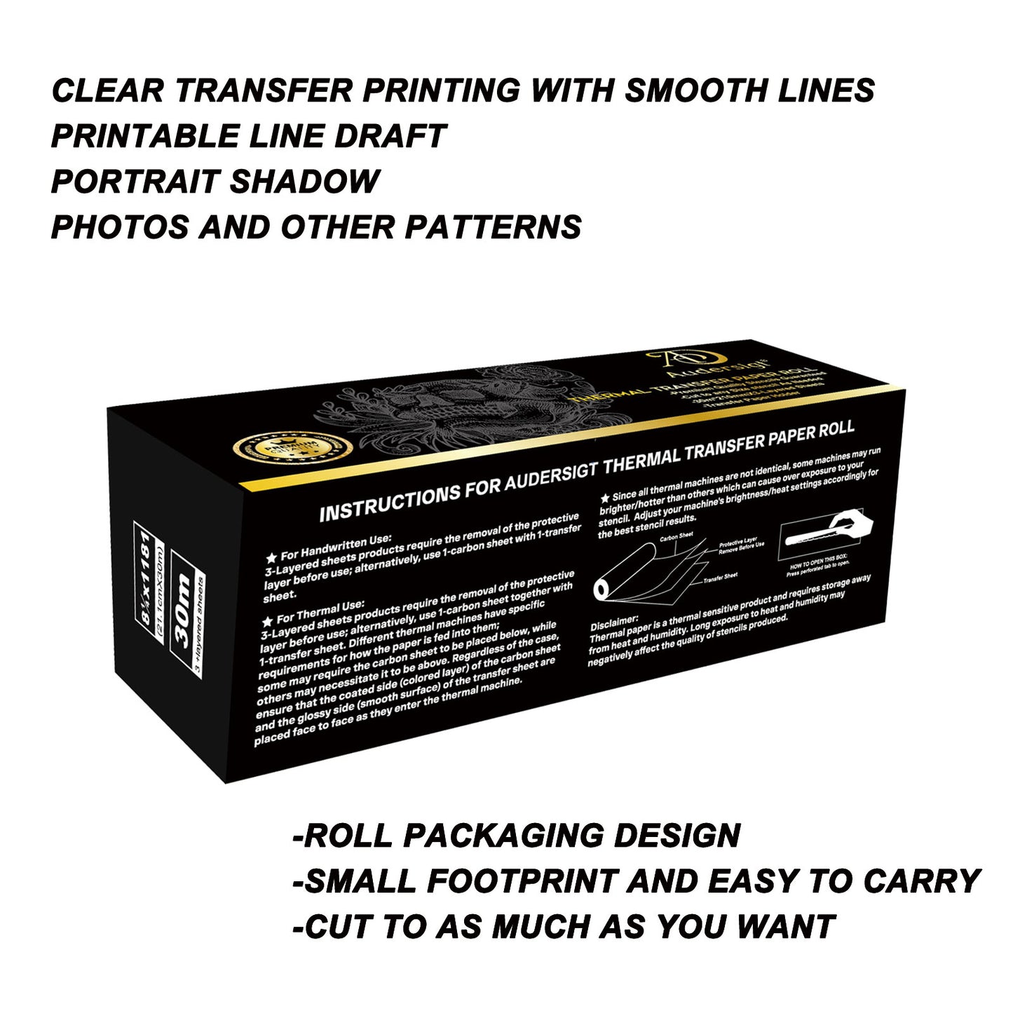 Impresora de tatuajes mini Audersigt, impresora térmica de patrones, impresora inalámbrica con Bluetooth y imagen sombreada para imprimir con batería recargable de 1200 mAh