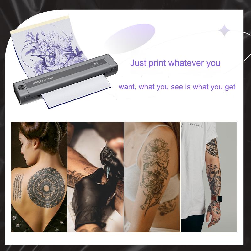 Impresora de tatuajes mini Audersigt, impresora térmica de patrones, impresora inalámbrica con Bluetooth y imagen sombreada para imprimir con batería recargable de 1200 mAh