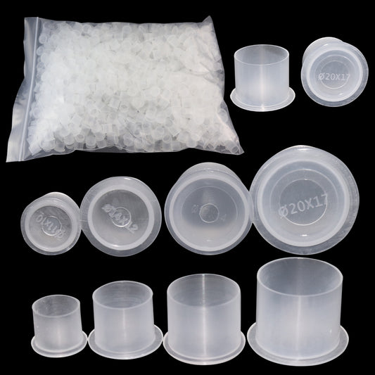 Tattoo Ink Caps Cups - White Plastic Disposable Tattoo Ink Cups With Base