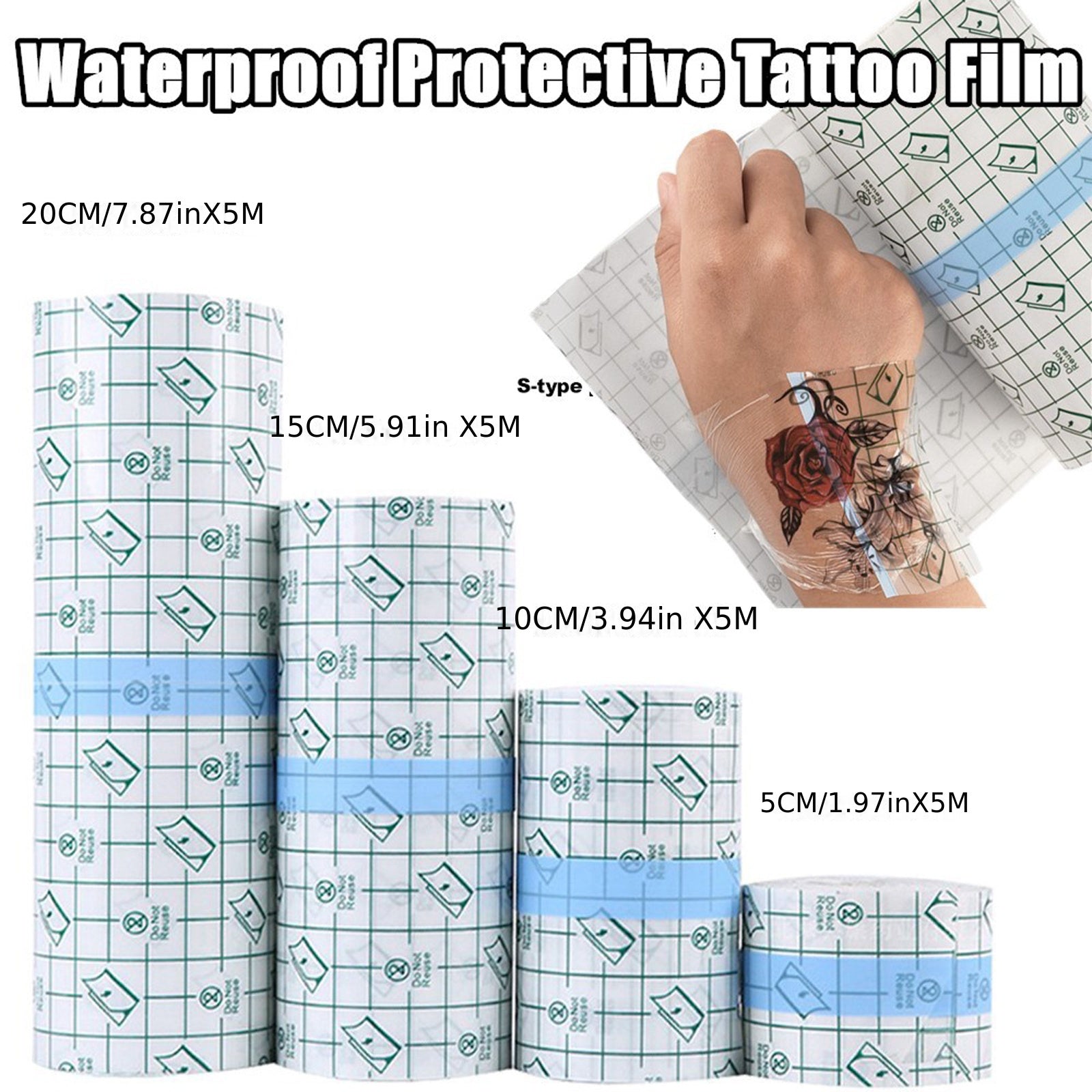 Audersigt 1PCS Waterproof Tattoo Film Aftercare Protective Skin Healing Tattoo Adhesive Bandages PU Tape Repair Tattoo Accessories