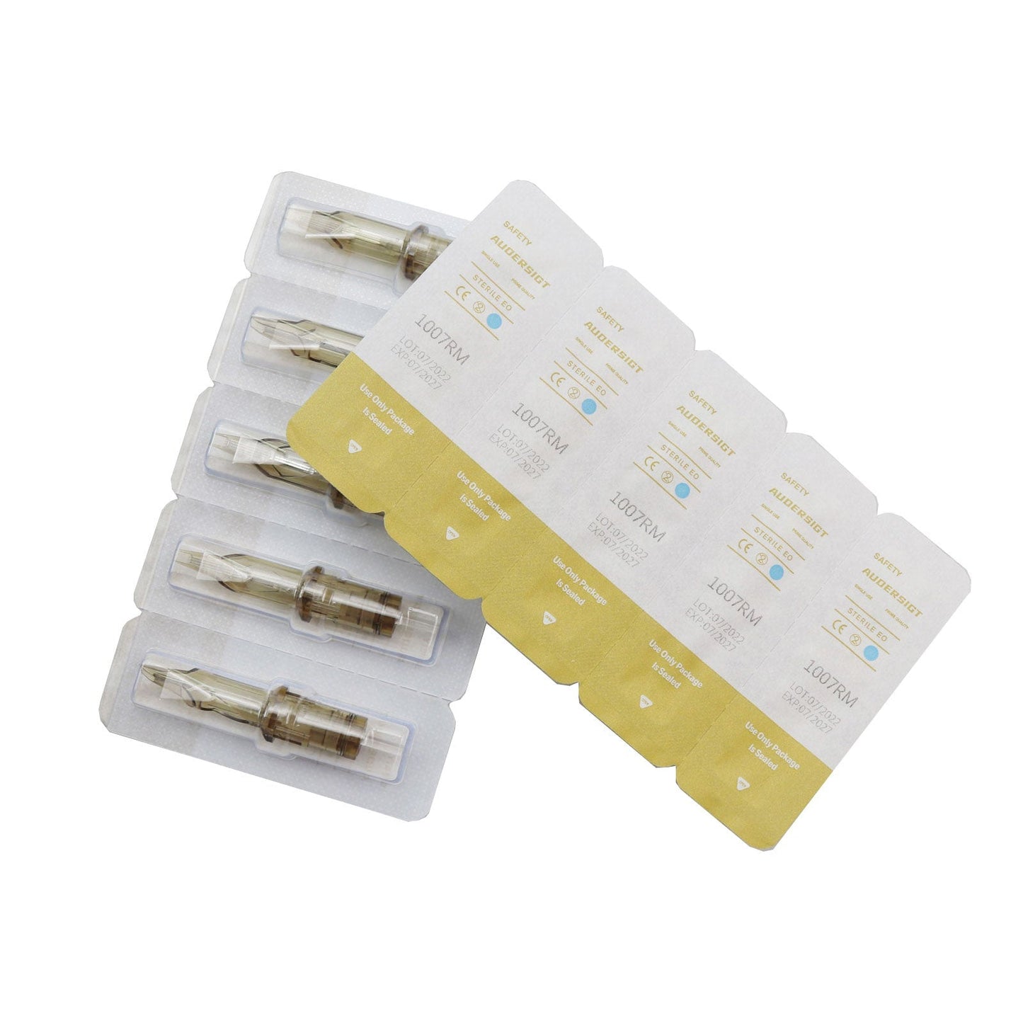 Audersigt®  SAFETY Tattoo Cartridge Needles 50PCS Mixed Size Round Liner,Round Shader,Magnum
