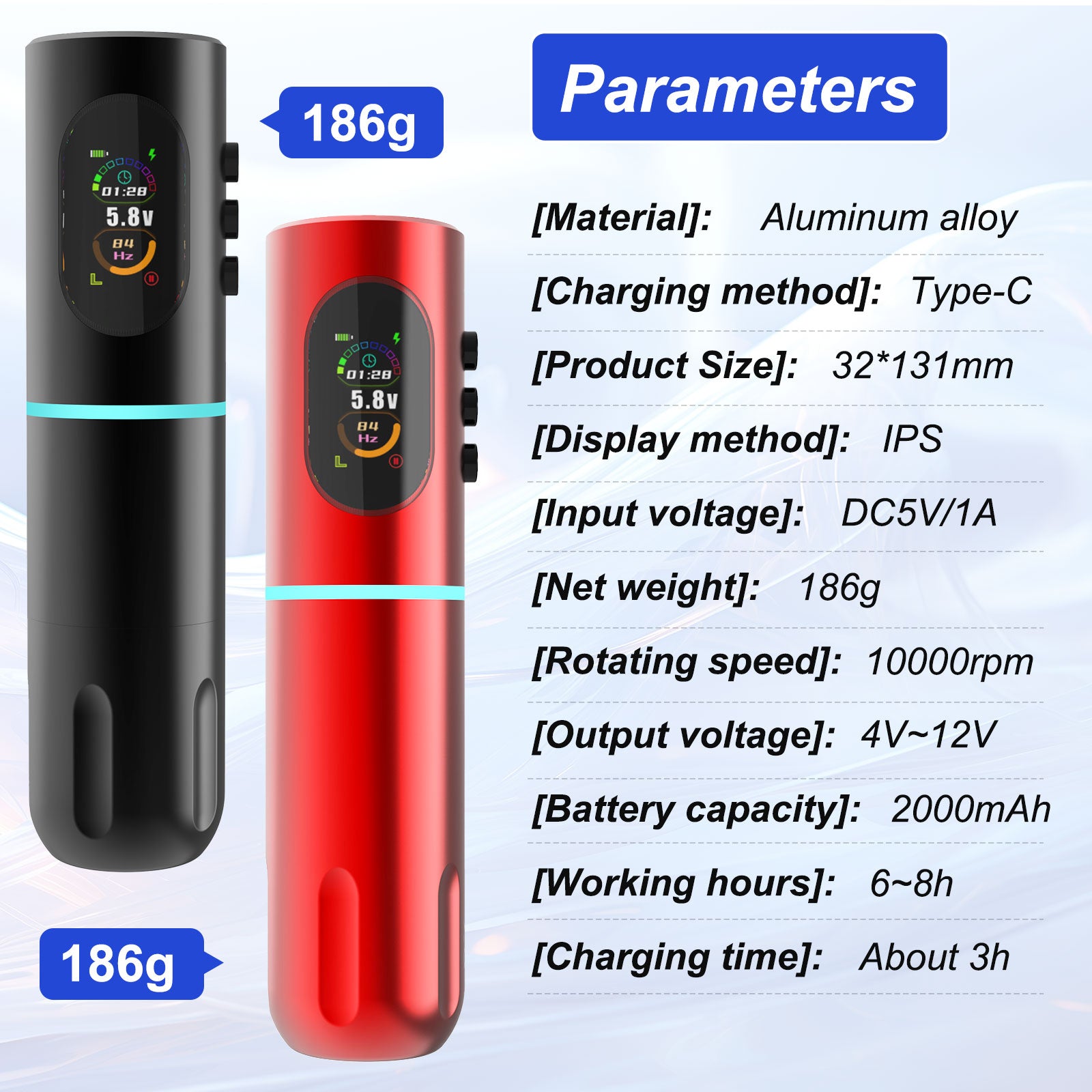 Audersigt New Wireless Tattoo Machine 2000mAh Stroke 4.0mm Rotary Tattoo Cartridge Pen with Two Battery Power Supply