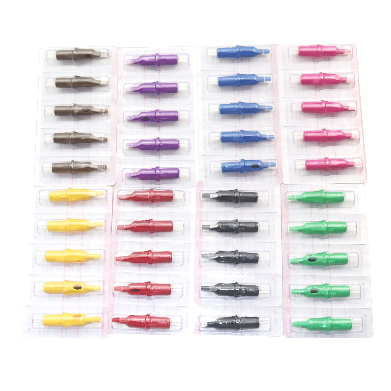 Audersigt 40PCS Mix 8 colors Ballpoint Tattoo Cartridge Tattoo Cartridges Stippling Drawing Cartridges