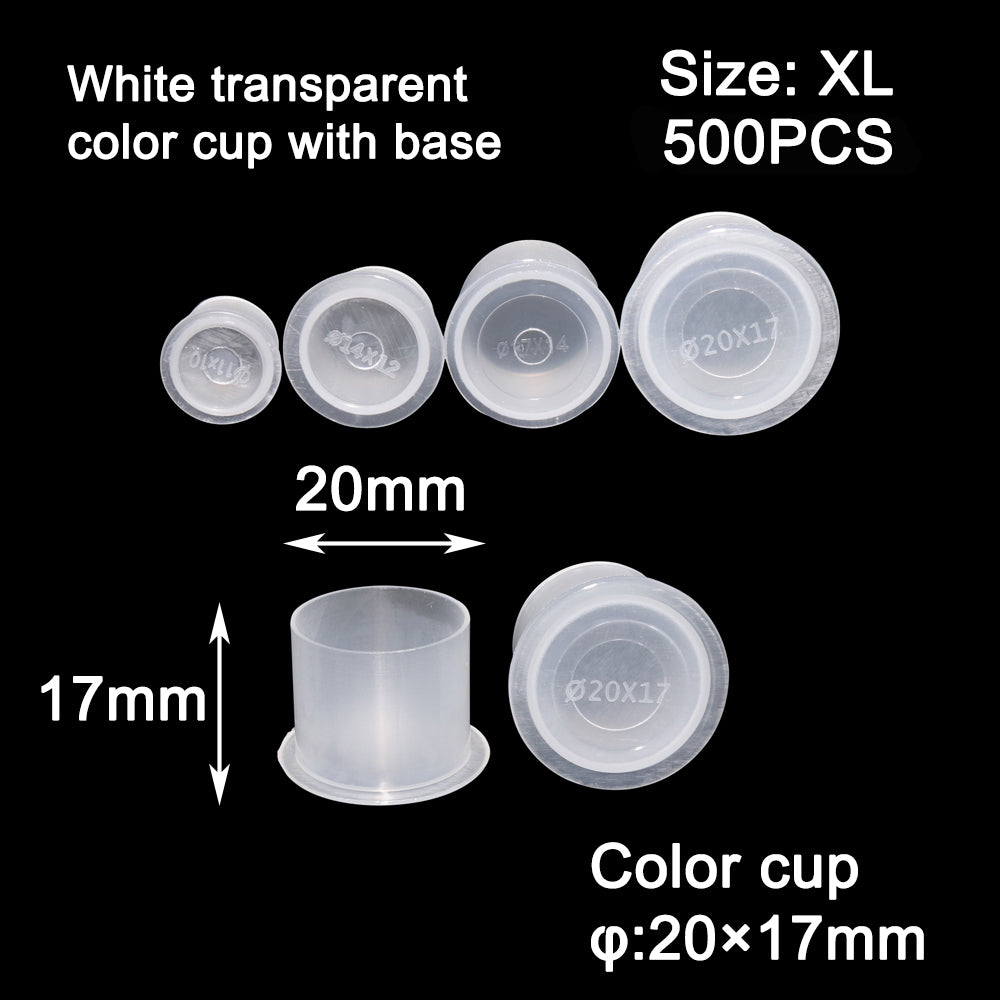 Tattoo Ink Caps Cups - White Plastic Disposable Tattoo Ink Cups With Base