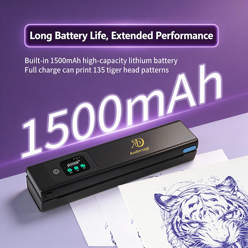 Impresora de tatuajes mini Audersigt, impresora térmica de patrones, impresora inalámbrica con Bluetooth y imagen sombreada para imprimir con batería recargable de 1200 mAh