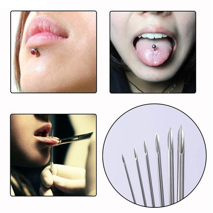 Audersigt 100PCS Piercing Needles Surgical Steel Disposable Body Piercing Needles E.O.Gas Sterilized Tattoo Needle