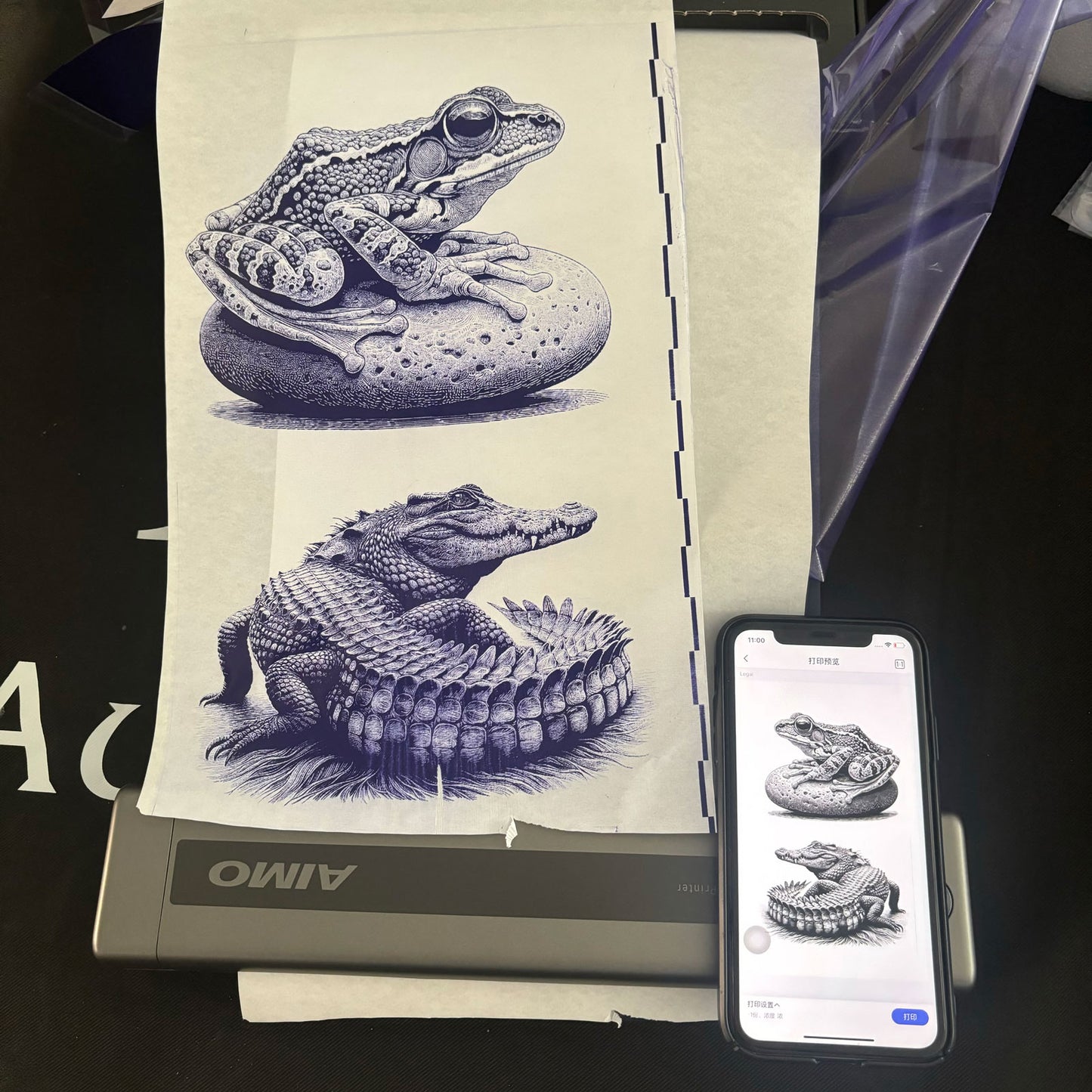 Impresora de tatuajes mini Audersigt, impresora térmica de patrones, impresora inalámbrica con Bluetooth y imagen sombreada para imprimir con batería recargable de 1200 mAh