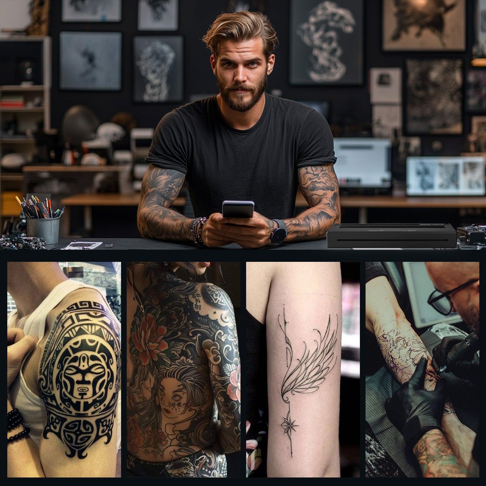 Audersigt M8 Mini Tattoo Printer Thermal Pattern Machine Printable Shaded Image Bluetooth Wireless Printer