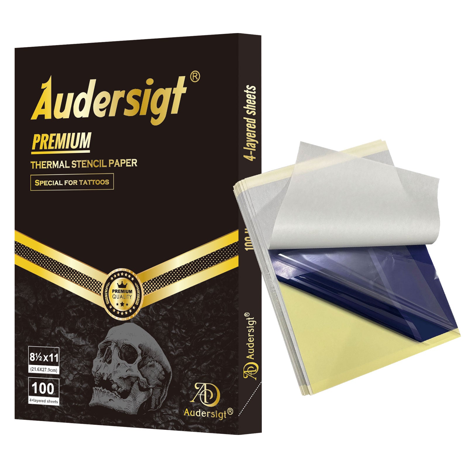 Audersigt® HD Gold label Premium 100 Sheets 8 1/2″ x 11″ Professional Tattoo Stencil Transfer Paper, A4 Paper Size