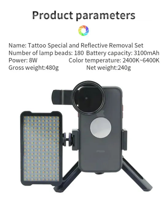 Audersigt PROFESSIONAL TATTOO PHOTOGRAPHY ANTI-2.0 GLARE KIT 180 LED BEADS（10W）