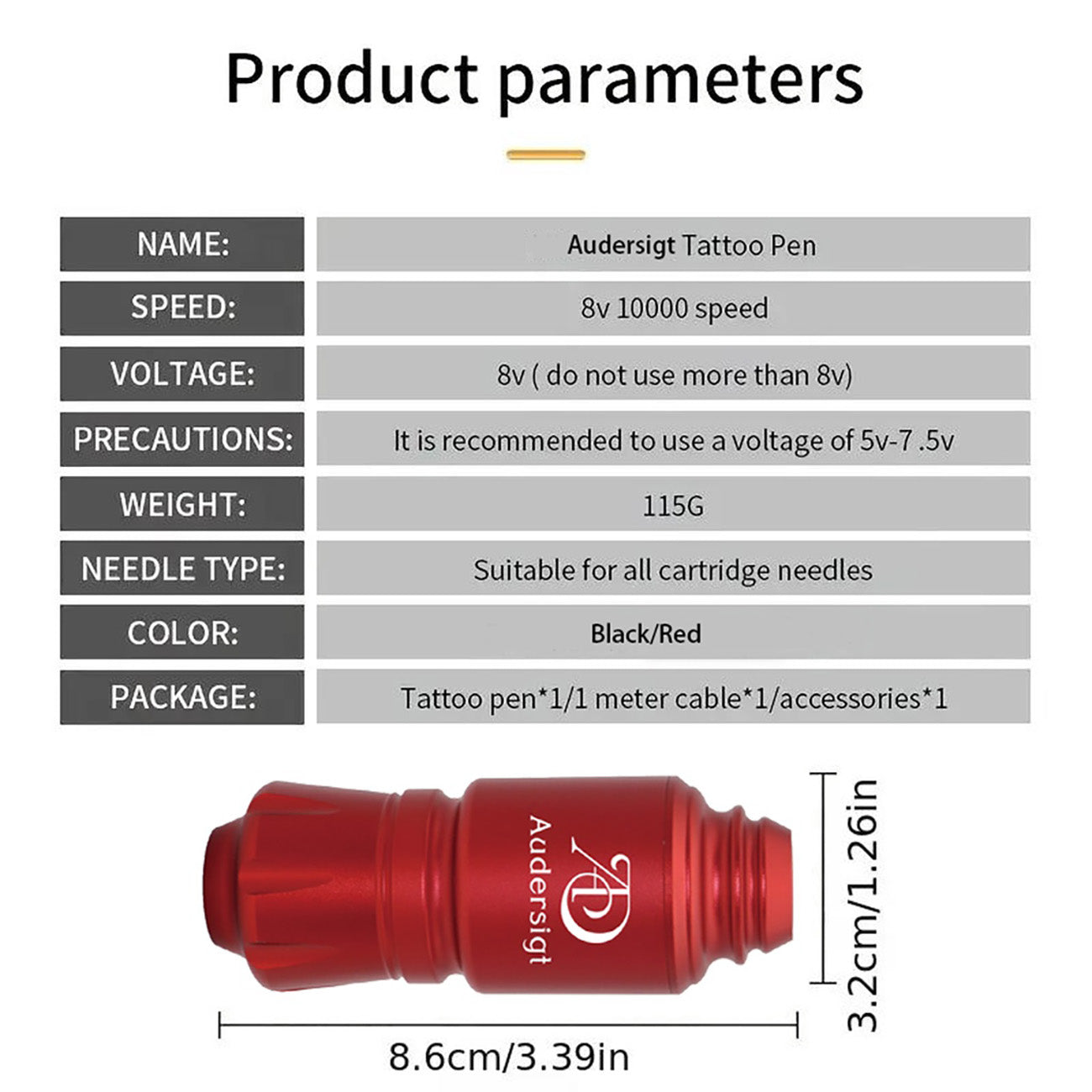 Audersigt Mini Alimentatore per tatuaggio wireless Kit per tatuaggio con connettore RCA per batteria da 1350 mAh